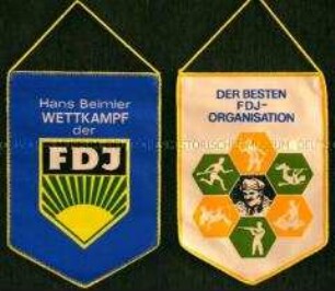 Wimpel der Freien Deutschen Jugend anlässlich des Hans Beimler Wettkampfes