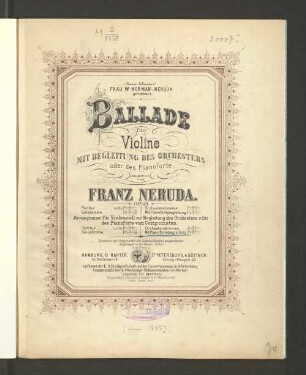 Ballade für Violine mit Begleitung des Orchesters oder des Pianoforte : op. 43