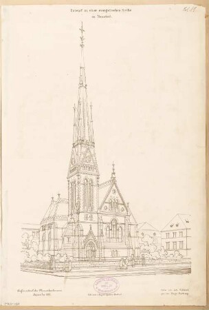 Evangelische Kirche, Neuwied Monatskonkurrenz September 1880: Perspektivische Ansicht