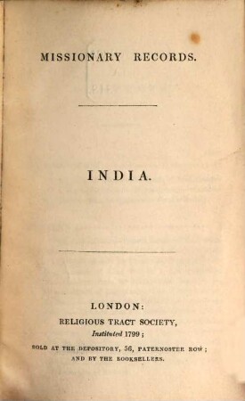 Missionary Records, 1. India