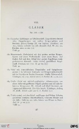 VIII. Gläser (Nr. 181-198)