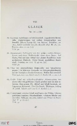VIII. Gläser (Nr. 181-198)