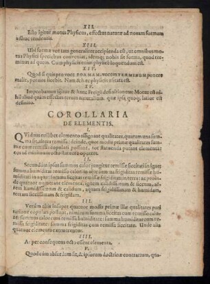 Corollaria De Elementis.