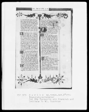 Franziskanisches Brevier — Initiale D, darin der heilige Eusebius, Folio 284recto