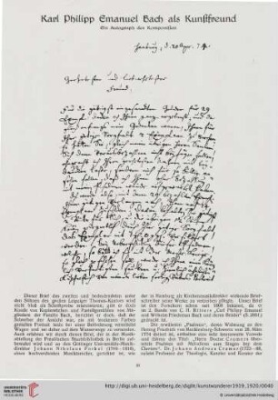 1: Karl Philipp Emanuel Bach als Kunstfreund : ein Autograph des Komponisten