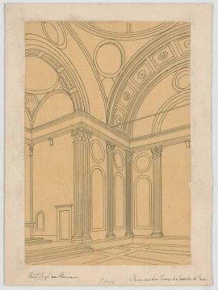 Bauernfeind, Gustav; Italien; Österreich; Schweiz; Studien- und Reiseskizzen - Passi - Kapelle in Florenz - Innenraum (Perspektive)