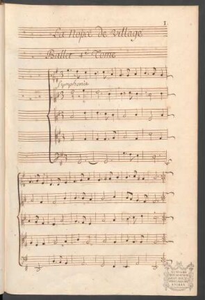 Les noces de village; B, Coro, i (5); LWV 19