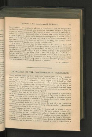Deadlocks In The Commonwealth Parliament.