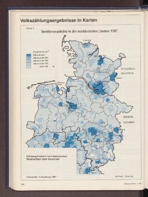 Bevölkerungsdichte in den norddeutschen Ländern 1987