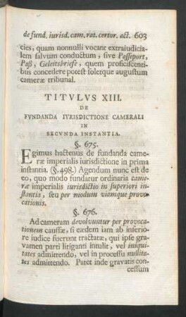 Titulus XIII. De Fundanda Iurisdictione Camerali In Secunda Instantia.