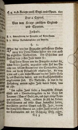 Das 4. Capitel. Von dem Kriege zwischen England und Spanien.