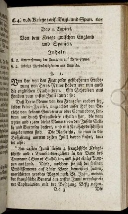 Das 4. Capitel. Von dem Kriege zwischen England und Spanien.