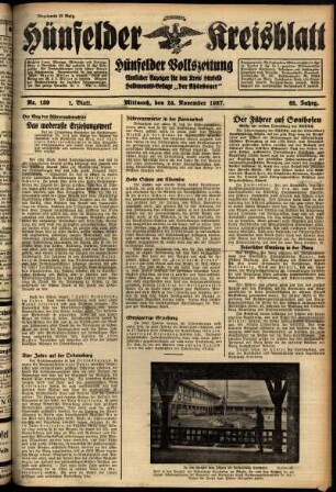 Erste Ausgabe vom Mittwoch, den 24. November 1937.