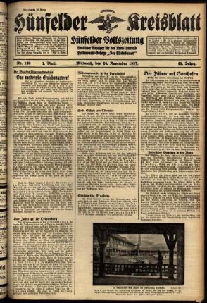 Erste Ausgabe vom Mittwoch, den 24. November 1937.