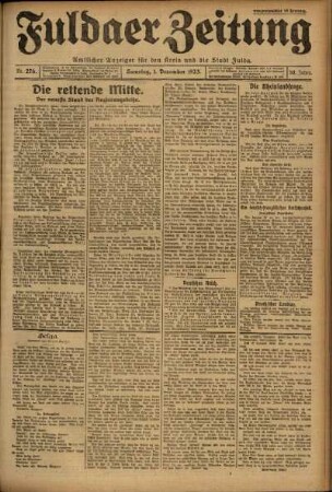 Ausgabe vom Samstag, den 01. Dezember 1923.