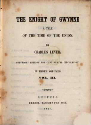 The knight of Gwynne : a tale of the time of the union ; in three volumes. 3