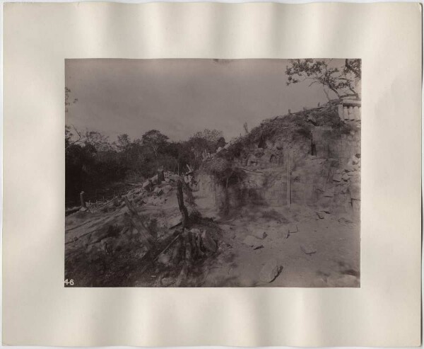 "Mound 6. south-east corner on the ninth day. View to N 20° W."