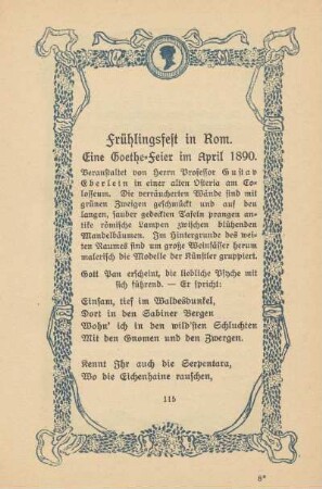 Frühlingsfest in Rom. Eine Goethe-Feier im April 1890