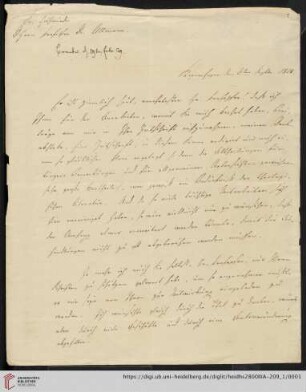 Korrespondenz Jacob Peter Mynster / Carl Ullmann: Brief von Jacob Peter Mynster an Carl Ullmann