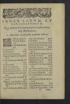 Index legum, et paragraphorum