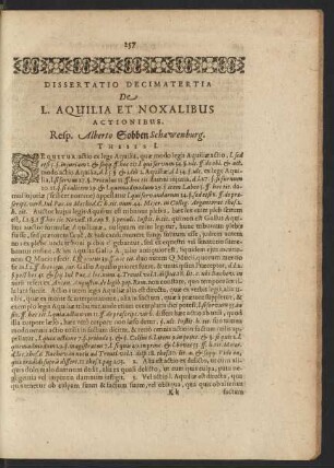 Dissertatio Decimatertia De L. Aquilia Et Noxalibus Actionibus.