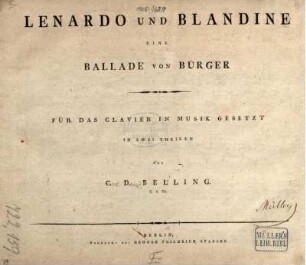 Lenardo und Blandine : eine Ballade von Bürger