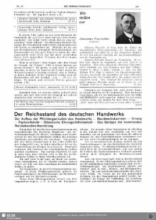 Der Reichsstand des deutschen Handwerks