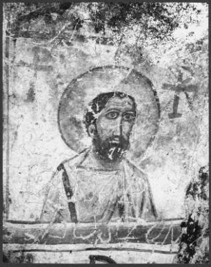 Christus-Fresko in den Katakomben von Neapel