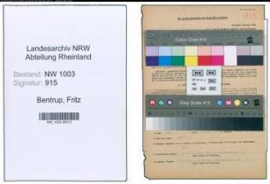 Entnazifizierung Fritz Bentrup , geb. 07.07.1894 (Mechaniker)