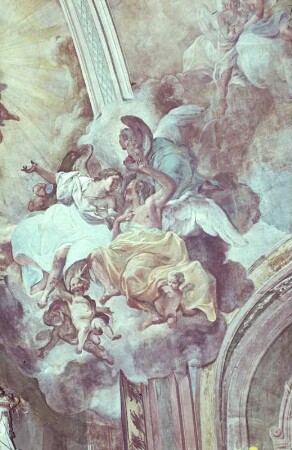 Dresden, Katholische Hofkirche, Deckenmalerei : Torelli, Stefano: Anbetung des Kelches. Deckenmalerei, Dresden, Katholische Hofkirche