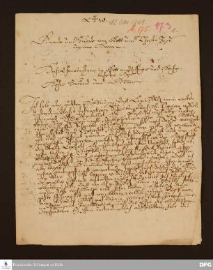 Brief von Christoph Koch an August Hermann Francke.