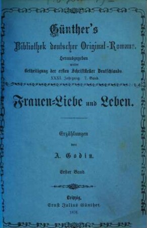 Frauen-Liebe und Leben : Erzählungen, 1
