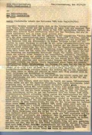 Maschinenschriftlicher Durchschlag einer Eingabe gegen die Aberkennung des VdN-Status und der dazugehörigen Rente in der DDR (Durchschlag) - Familienkonvolut