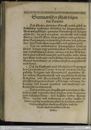 Summarischer in[n]halt folgenden Berichts
