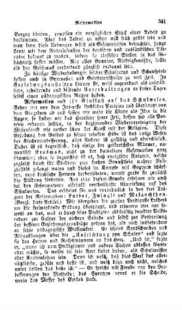 Reformation und ihr Einfluß auf das Schulwesen
