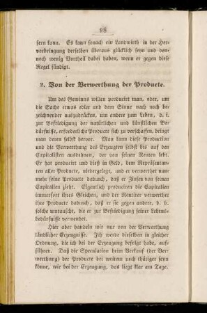 2. Von der Verwerthung der Producte.