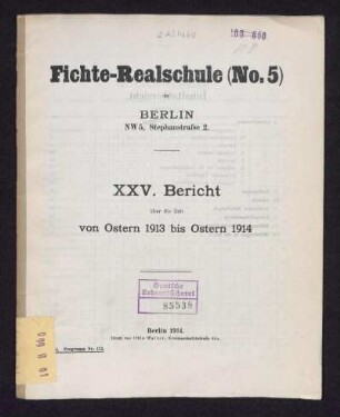 1913/14: Bericht - 1913/14