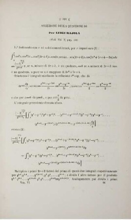 Soluzione della quistione 66 (Vedi Vol. V, pag. 124).