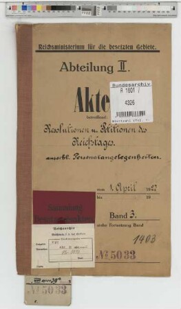 Resolutionen und Petitionen des Reichstages