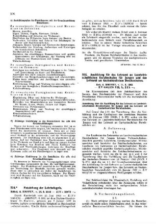 Ausbildung für das Lehramt an Landwirtschaftlichen Berufsschulen für Jungen und das Lehramt an Gartenbaulichen Berufsschulen : [Erziehung] ; [Für das Reich] ; [Amtliche Erlasse] ; [Amtlicher Teil]