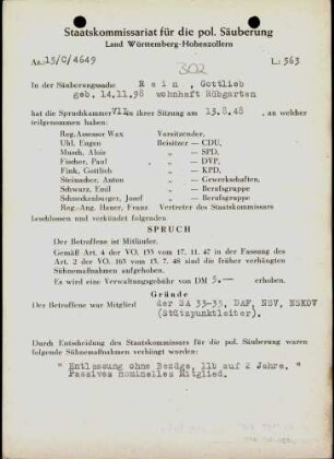 Rein, Gottlieb