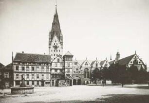 Paderborn, Markt : Paderborn. Marktplatz. Südseite mit Paderborner Dom