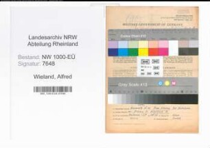 Entnazifizierung Alfred Wieland, geb. 30.10.1905 (Verw.Inspektor)