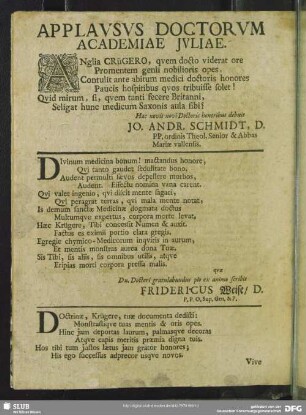 Applausus Doctorum Academiae Juliae