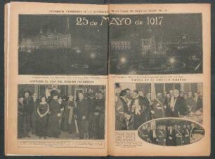 Fotografía panorámica de la iluminación de la Plaza de Mayo la noche del 25