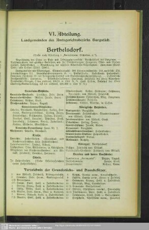 VI. Abteilung. Landgemeinden des Amtsgerichtsbezirks Burgstädt