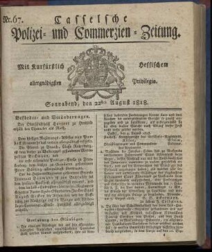 Nr. 67, Sonnabend, den 22sten August 1818