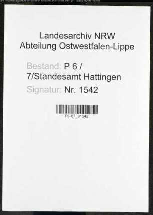 Sterberegister Standesamt Hattingen