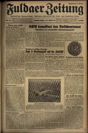 Erste Ausgabe vom Samstag, den 09. Oktober 1937.