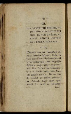 III. Die Gänzliche Besiegung Des Bösen Princips Ist Nur Durch Gründung Eines Reichs Gottes Auf Erden Möglich.